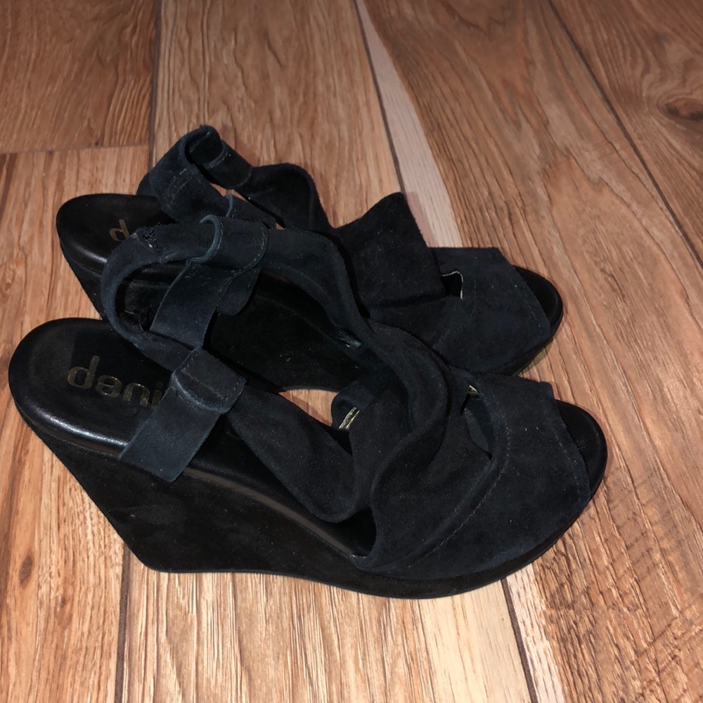 Black suede wedges